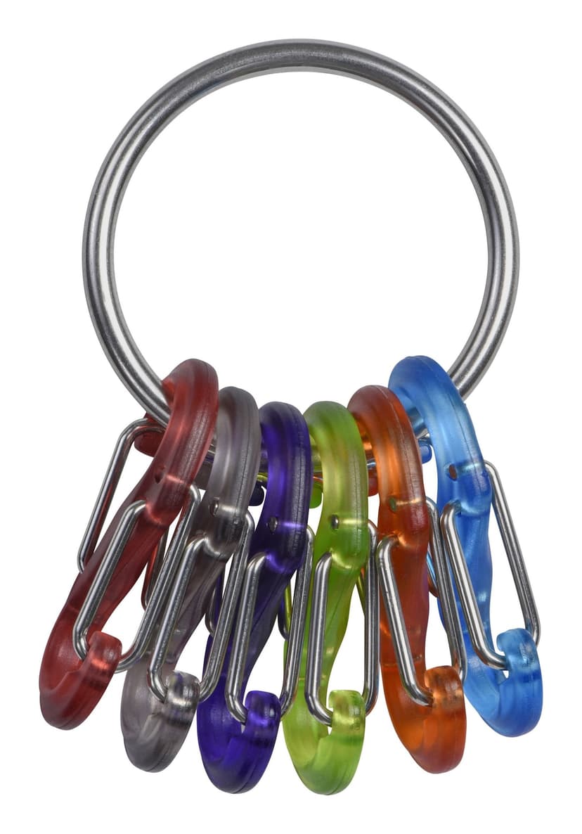 Nite Ize KeyRing S-Biner Identification Keychain w/ 6 Colour-Coded S-Carabiner Clips