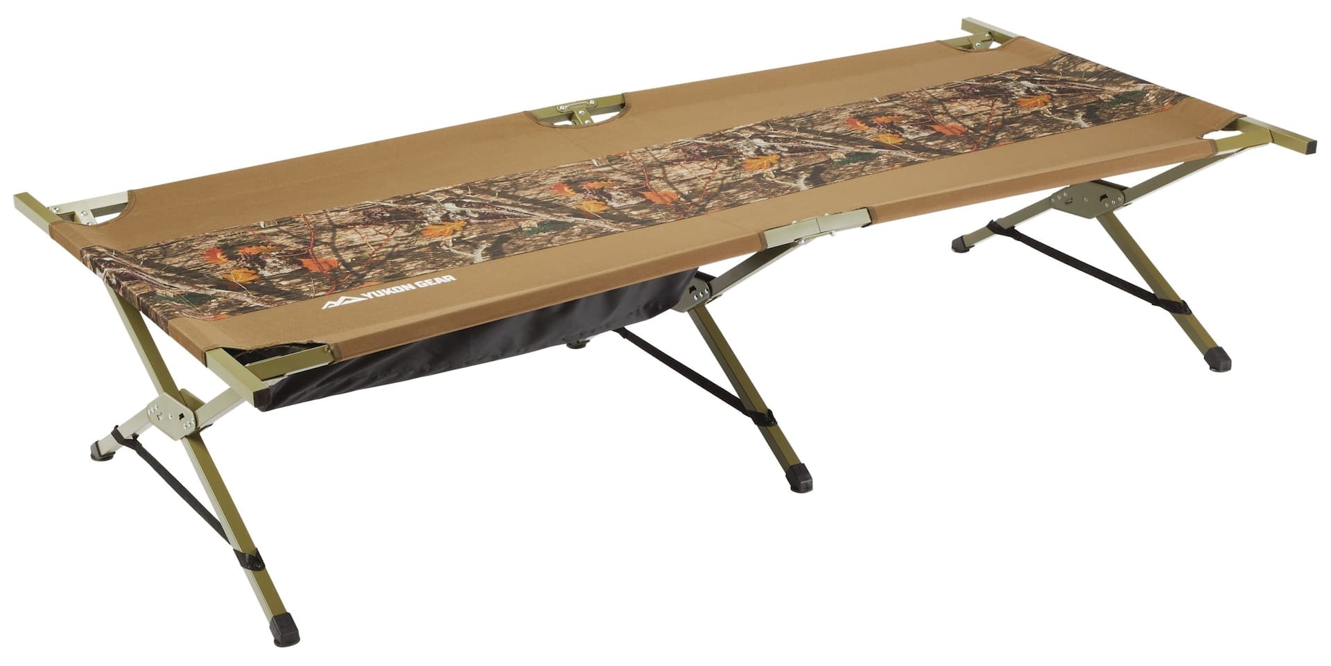 Yukon Gear Camouflage Folding Portable Camping Cot Bed with Carry Bag, Supports 300-lb