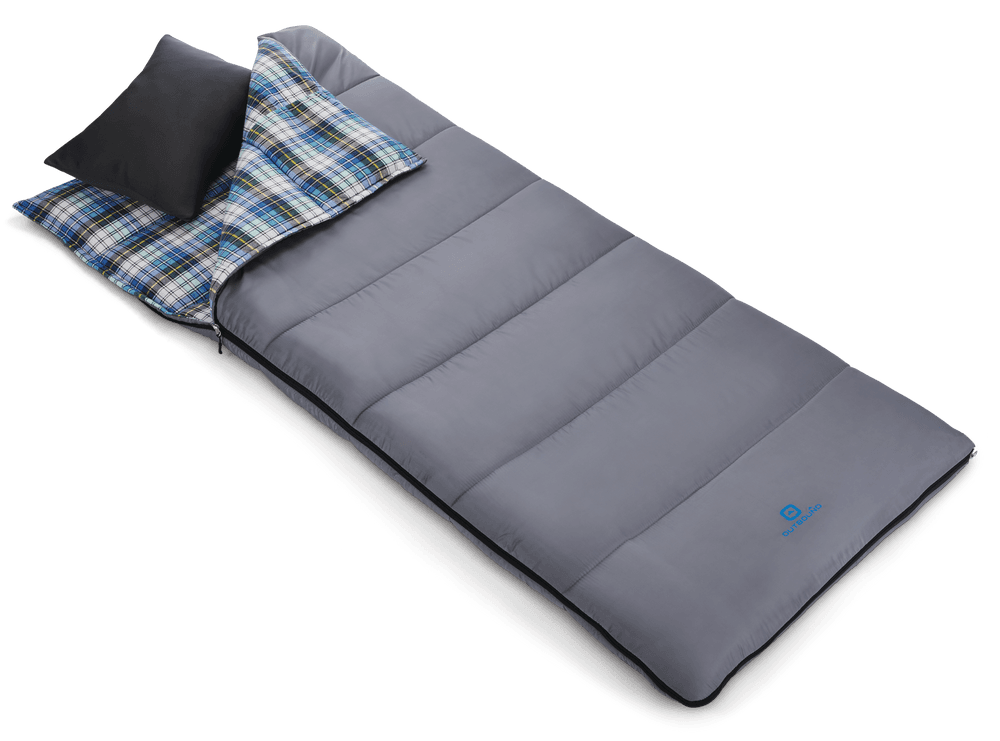 Outbound Comfort 6°C Insulated Cotton Lined Mild Weather Sleeping Bag w/ Compression Sack, Grey