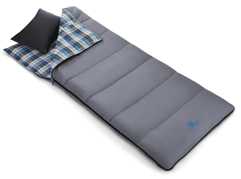 Outbound Comfort 6°C Insulated Cotton Lined Mild Weather Sleeping Bag w/ Compression Sack, Grey