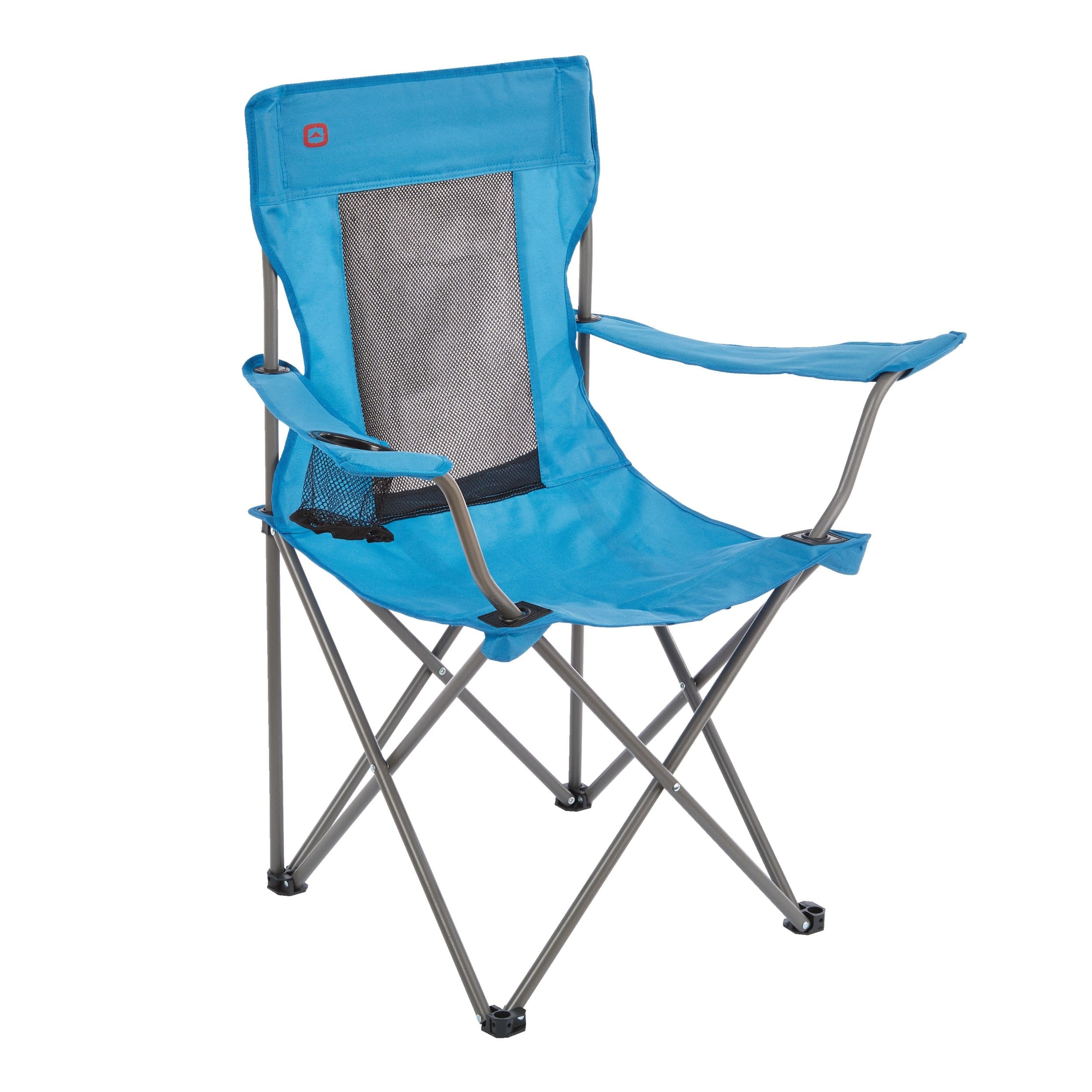 Outbound Mesh Back Folding Camping Quad Chair w/ Cup Holder & Carry Strap, Assorted