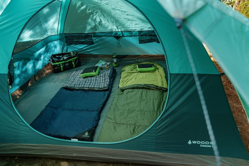 Woods Canmore Cotton Flannel Lined Insulated Cool Weather Sleeping Bag w/ Compression Sack, 0°C