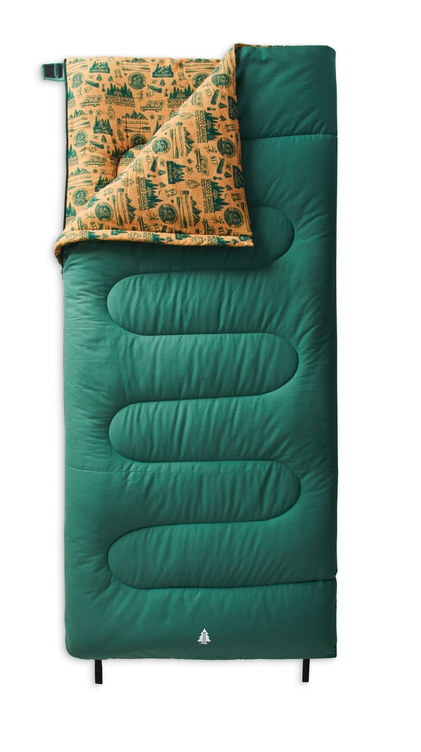 Woods CAMP TRIP Print Insulated Cotton Canvas Sleeping Bag with Flannel Lining, -15˚C