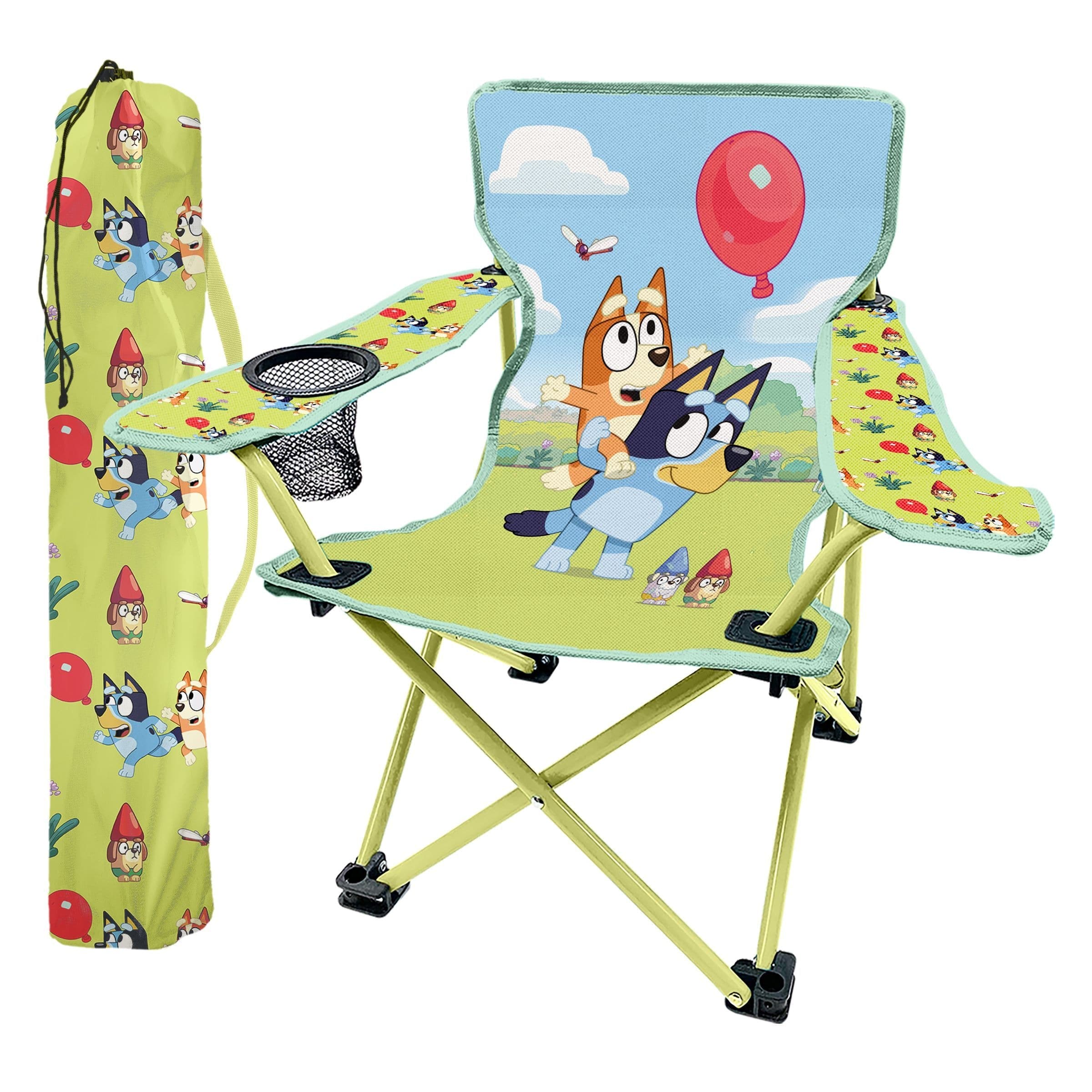 Bluey Kids' Quad Camping Chair with Cup Holder & Carry Bag, Multi-Coloured