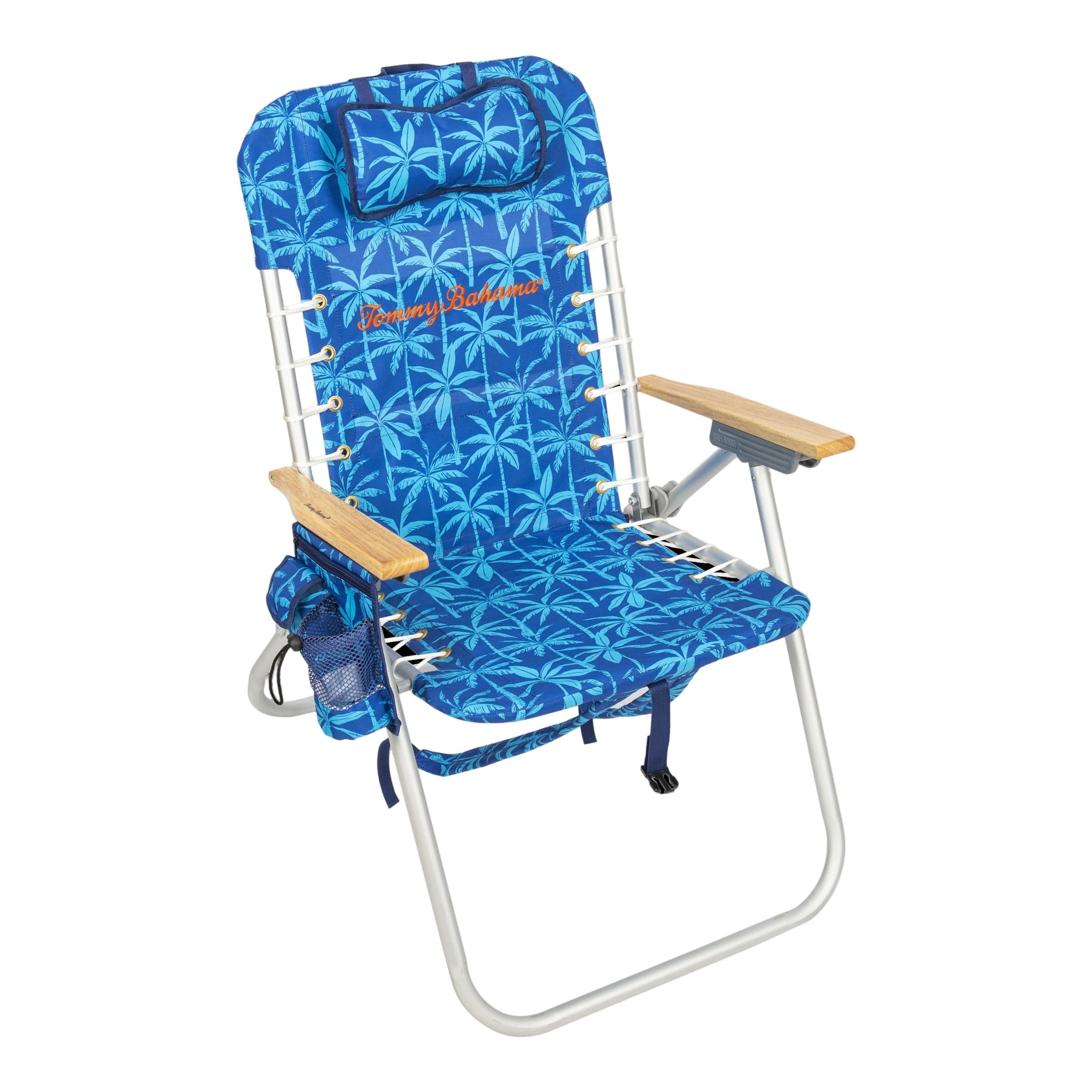 Tommy Bahama Hi Boy 4-Position Lace Up Camping/Beach Backpack Chair, Blue