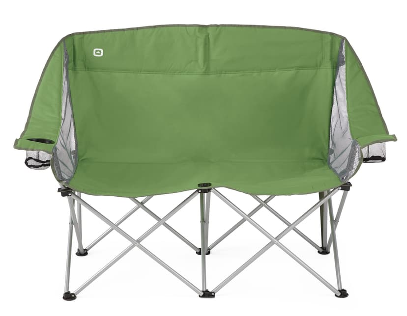 Outbound Loveseat Portable Folding Quad Camping Chair with 2 Cup Holders & Carry Strap, Green