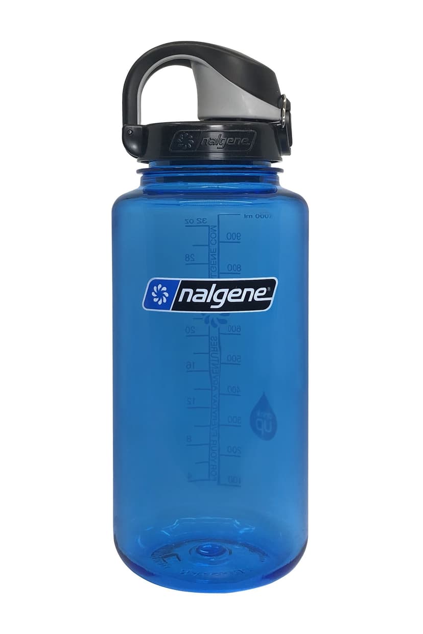 Nalgene On-The-Fly Wide Mouth Water Bottle, Slate Blue with Black Cap, 1 L