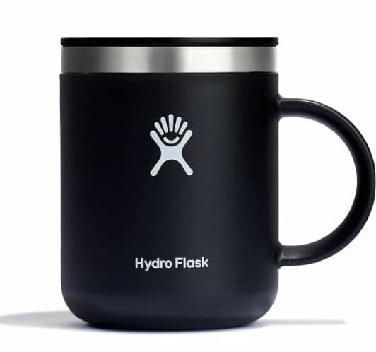 Hydro Flask Stainless Steel Insulated Travel Coffee Mug with Closeable Lid & Handle, Black, 12-oz