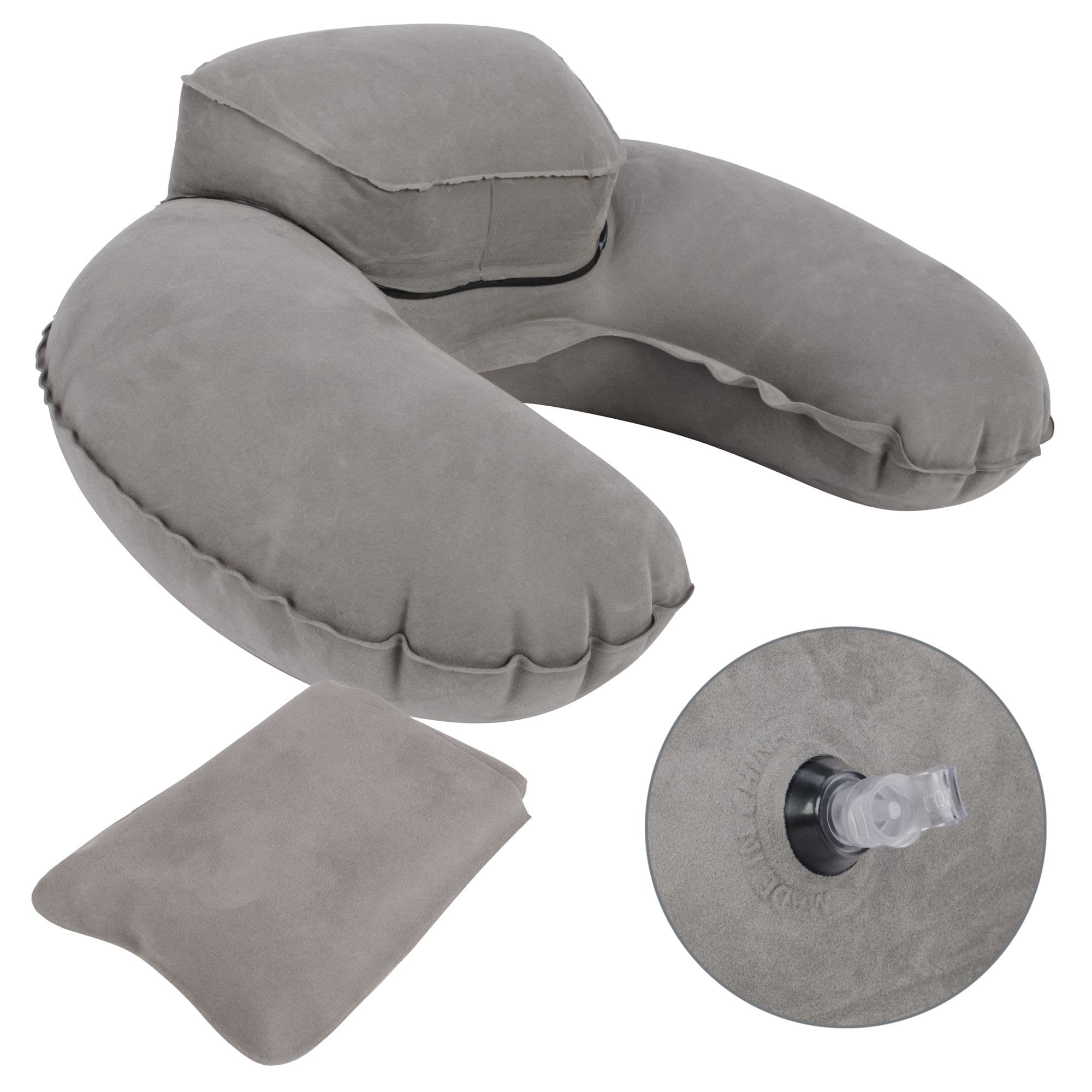Maple Leaf Double Comfort Inflatable Head & Neck Support Travel Pillow For Airplane & Car