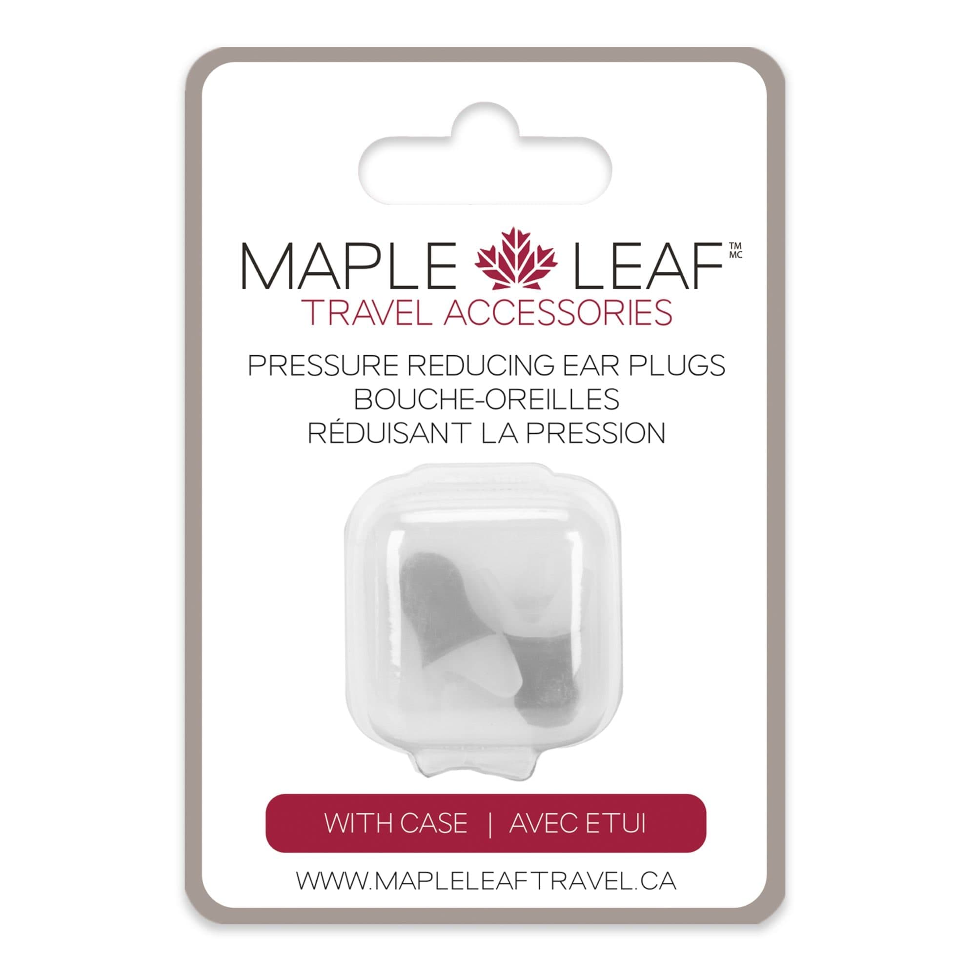 Maple Leaf Pressure-Reducing & Noise-Cancelling Travel Ear Plugs w/ Storage Case