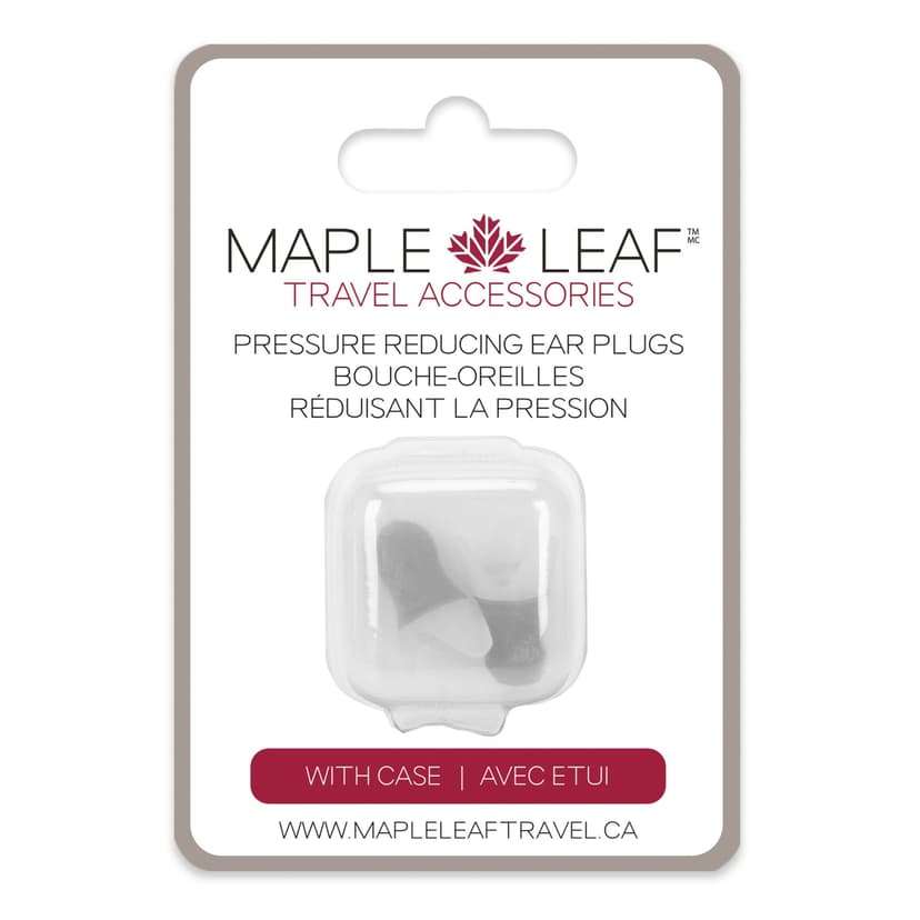 Maple Leaf Pressure-Reducing & Noise-Cancelling Travel Ear Plugs w/ Storage Case