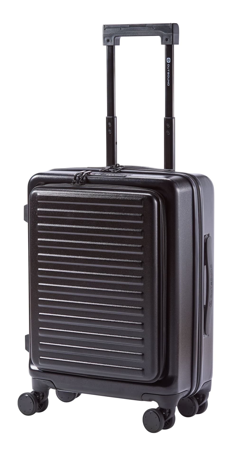 Outbound Black Hardside Carry-On Luggage with Front Pocket, Integrated TSA Lock with USB Port, 20-in