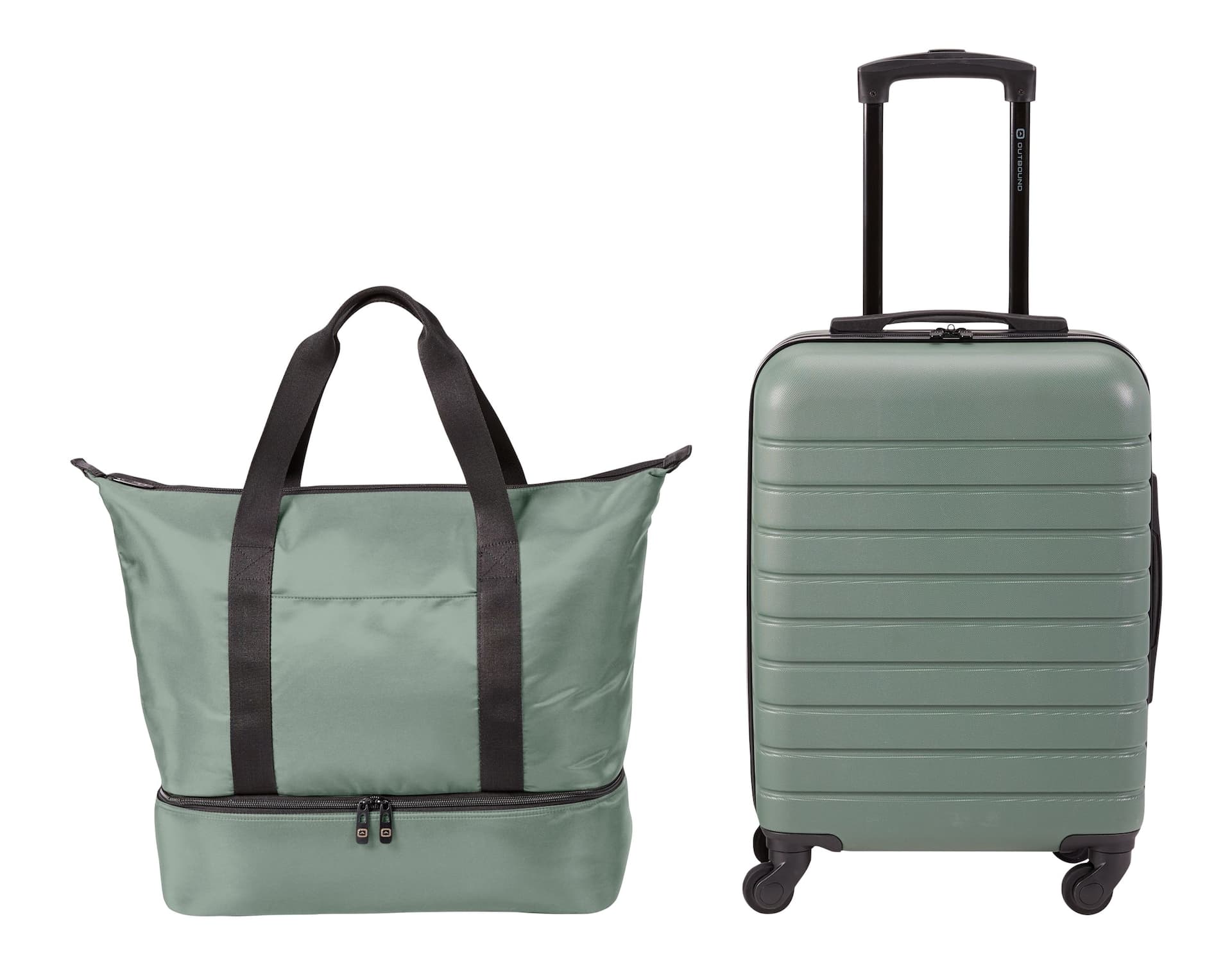 Outbound 2-Piece Hardside Carry-On Spinner with Tote Bag Luggage Set, Olive