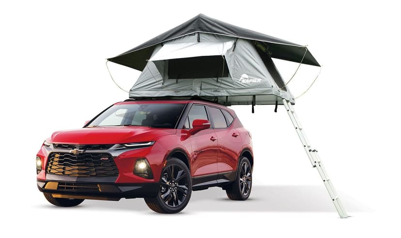 Napier 2-Person Car Rooftop Pop-up Camping Tent w/ Rain Fly, Full Foam Mattress & Adjustable Ladder