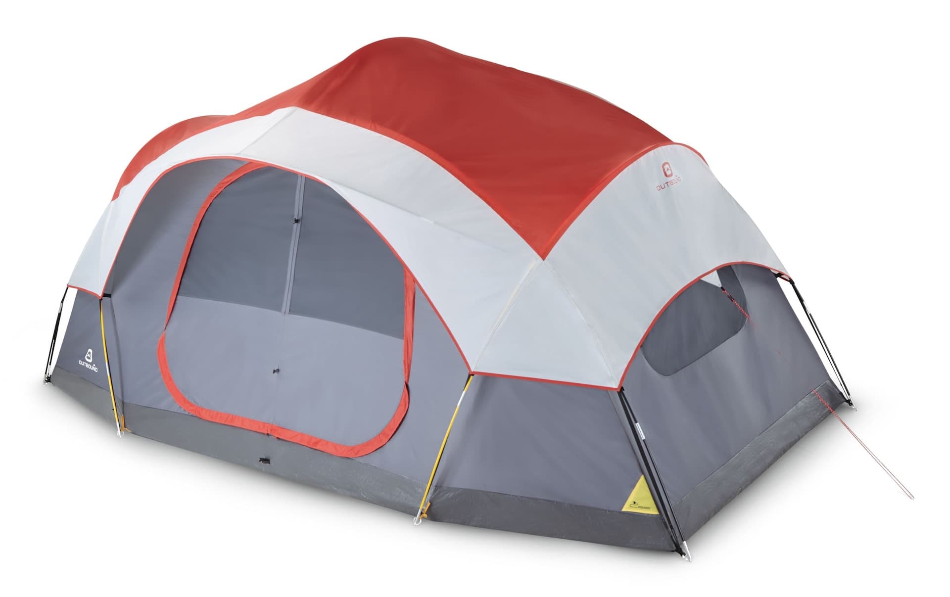 Outbound 3-Season, 8-Person 2-Room Camping Dome Tent with Divider, Rain Fly & Carry Bag