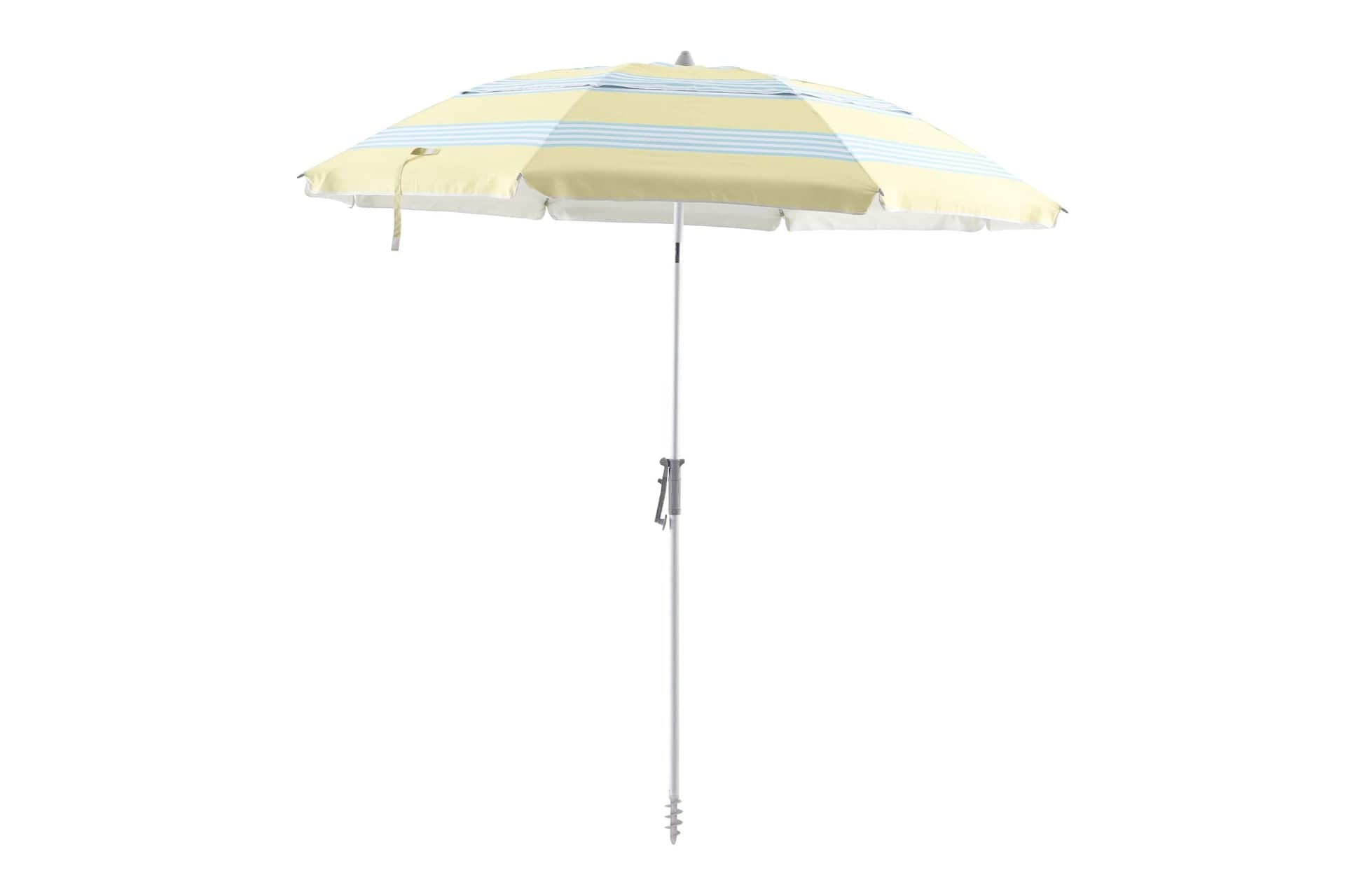 Outbound Chesterman Deluxe Beach Umbrella with Sand Anchor & SPF 50+, Yellow and Blue