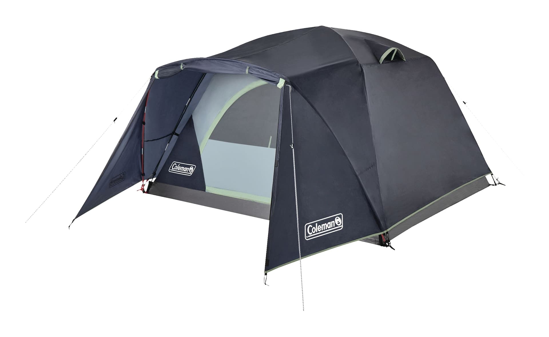 Coleman Skydome 3-Season, 4-Person Easy Set-Up Camping Dome Tent with Rain Fly, Vestibule, E-Port & Carry Bag, Blue Nights