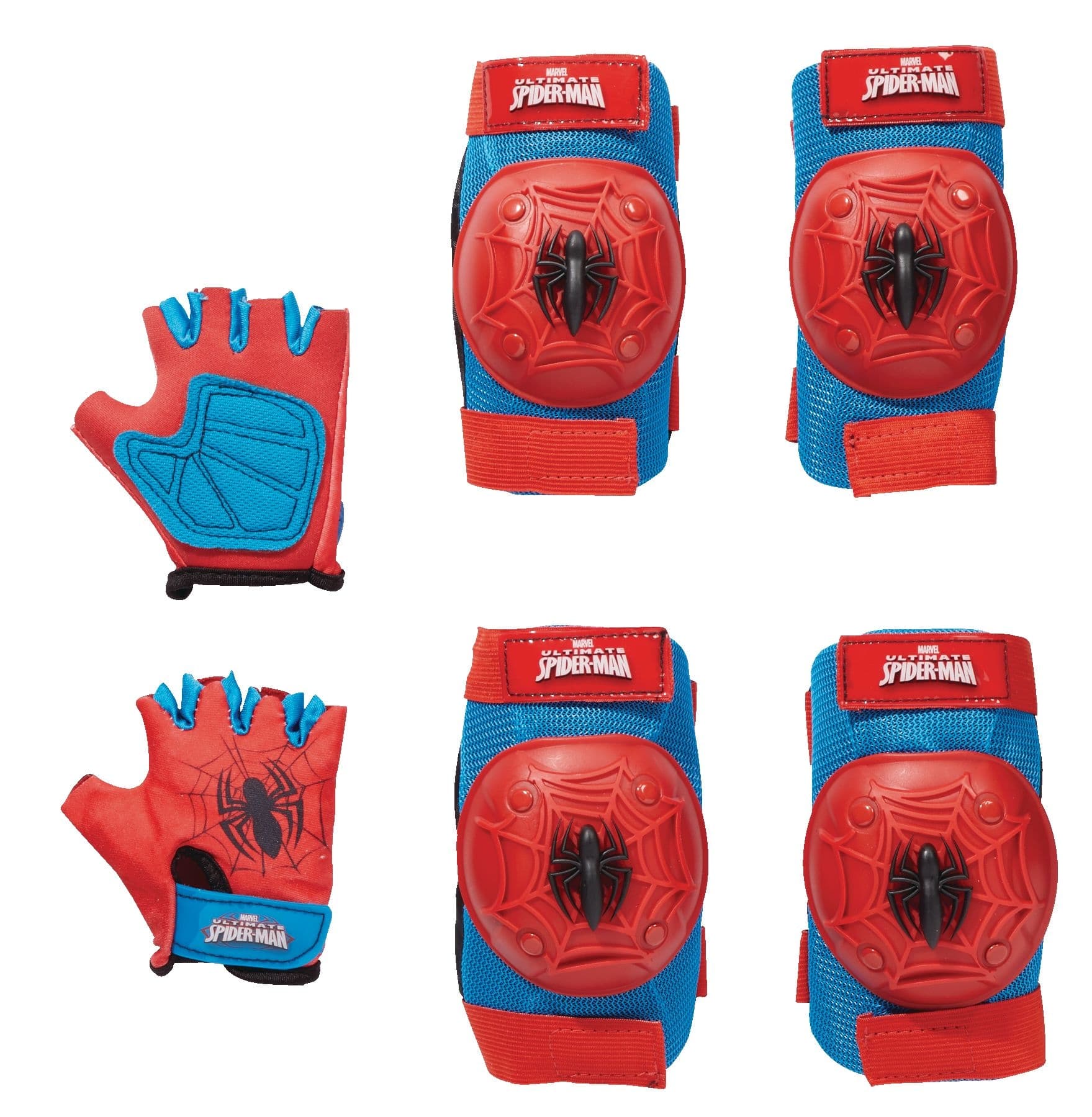 Marvel Spider-Man Kids' Protective Gear Bike Set with Padded Gloves, Red