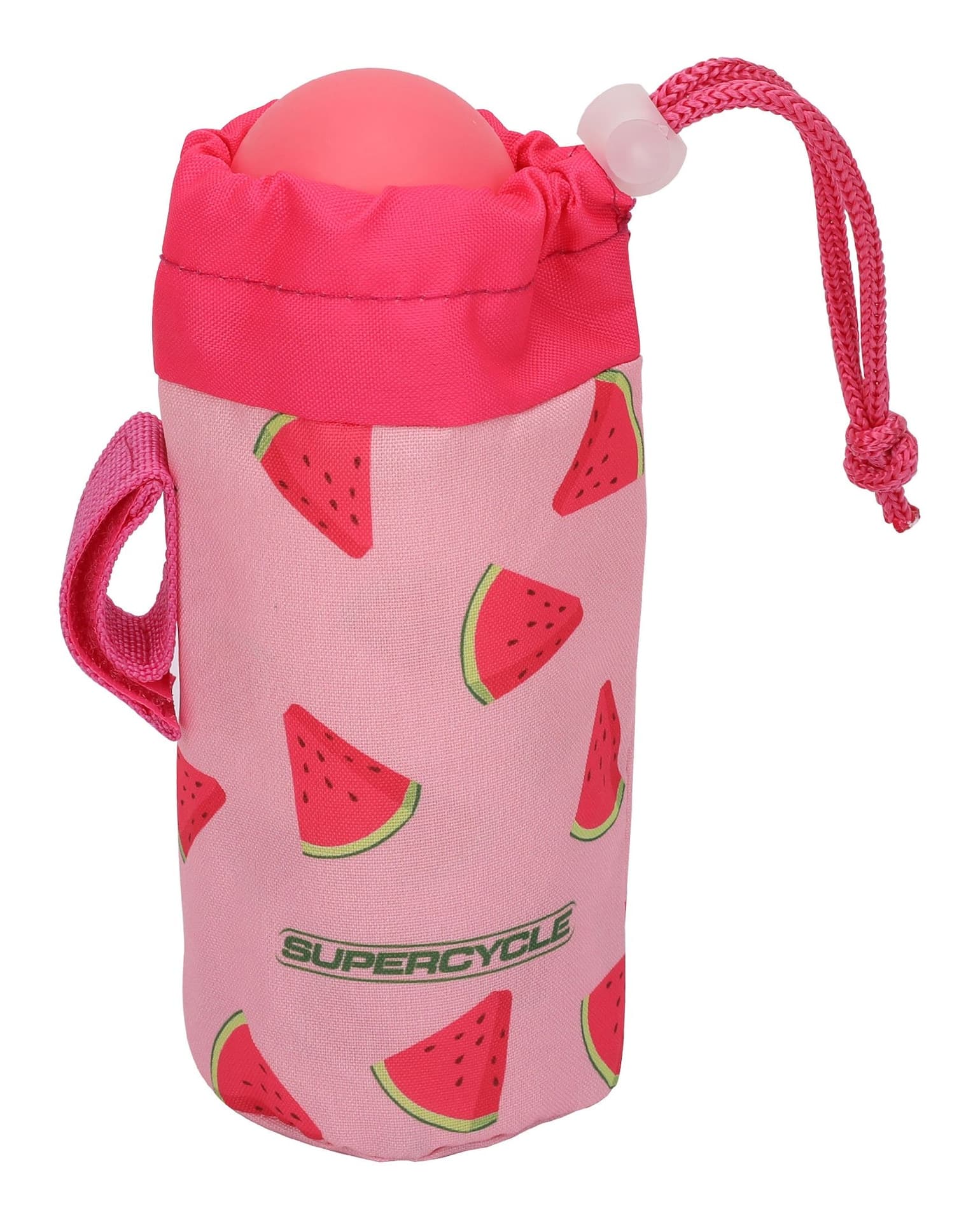 Supercycle Aluminum Kids' Bike Water Bottle w/Cage/Holder, BPA Free, Pink, 400-mL