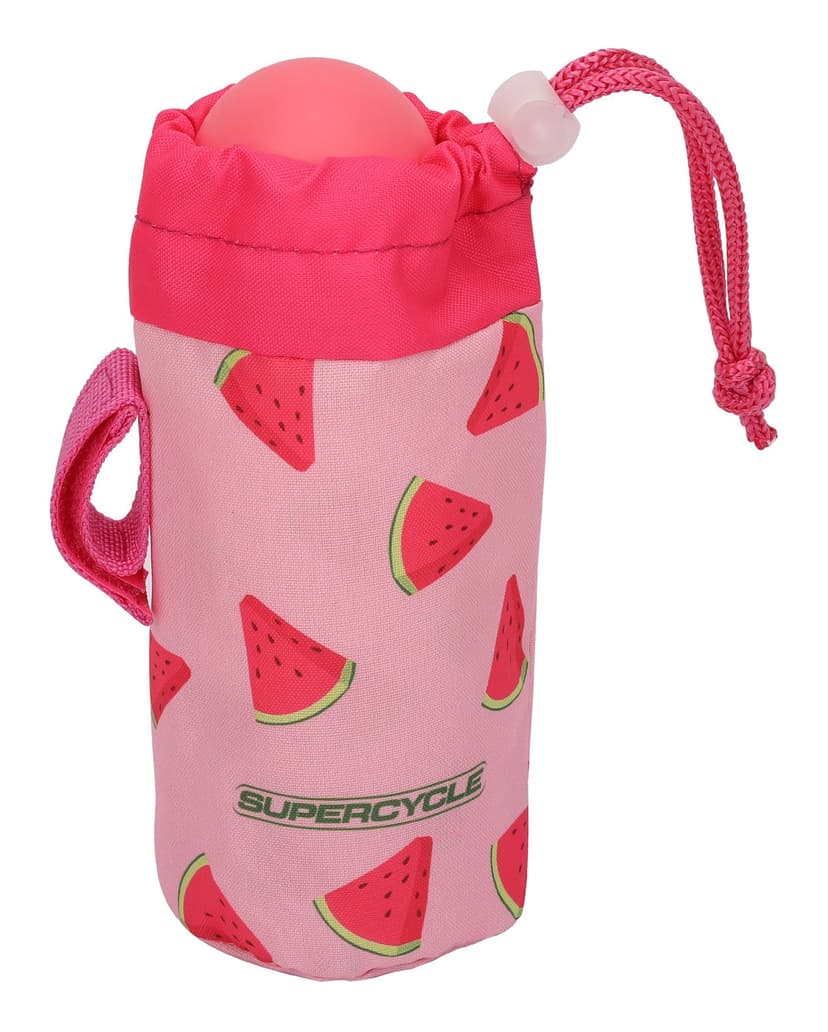 Supercycle Aluminum Kids' Bike Water Bottle w/Cage/Holder, BPA Free, Pink, 400-mL