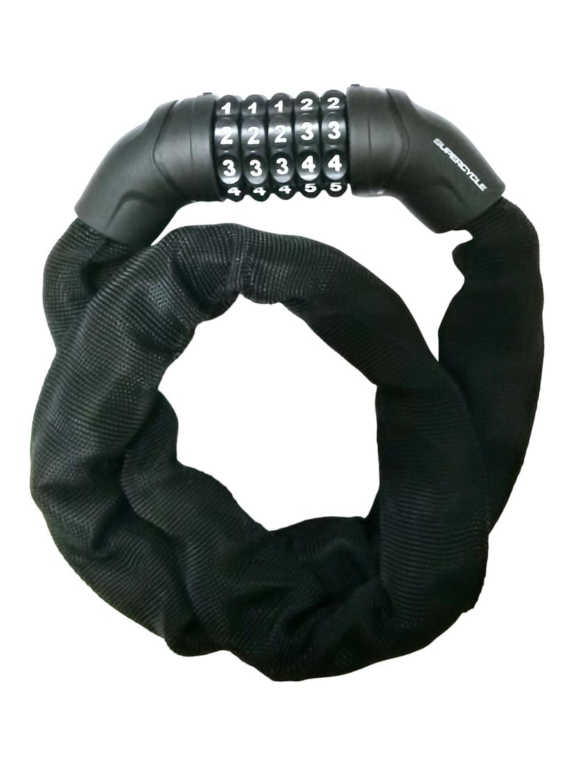 Supercycle Bike Lock Chain w/Resettable 5-Digit Dial Combination, Black, 3-ft
