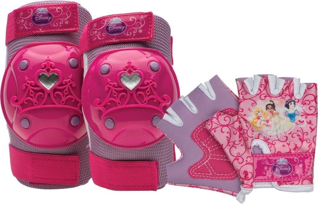 Disney Princess Kids' Protective Gear Bike Set with Padded Gloves, Purple