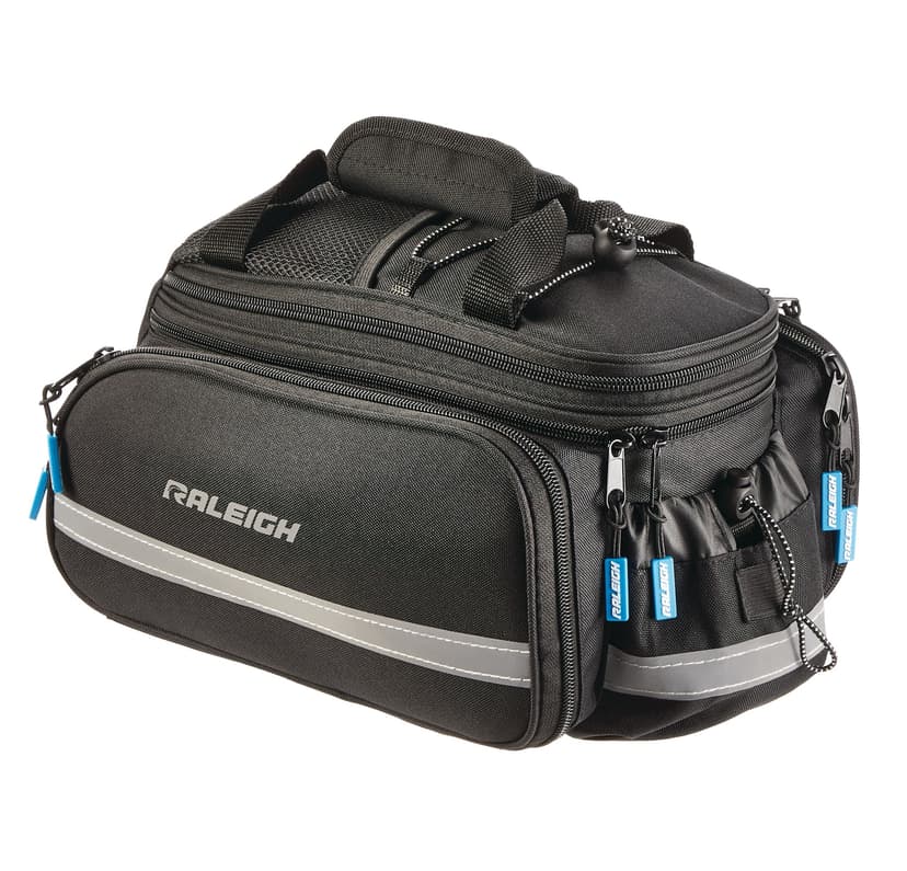 Raleigh Expandable Rack Top Bike Bag w/Removable Carry Strap & Reflective Strip, Black