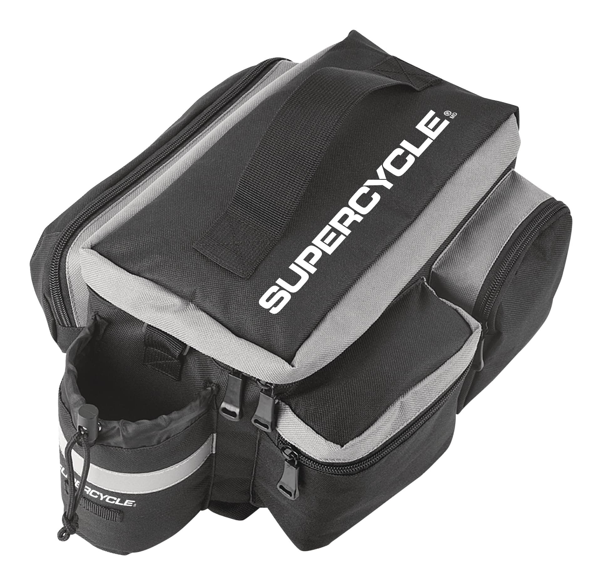 Supercycle Rack Top Bike Bag w/Aluminum Foil & Reflective Strip, 8L, Black