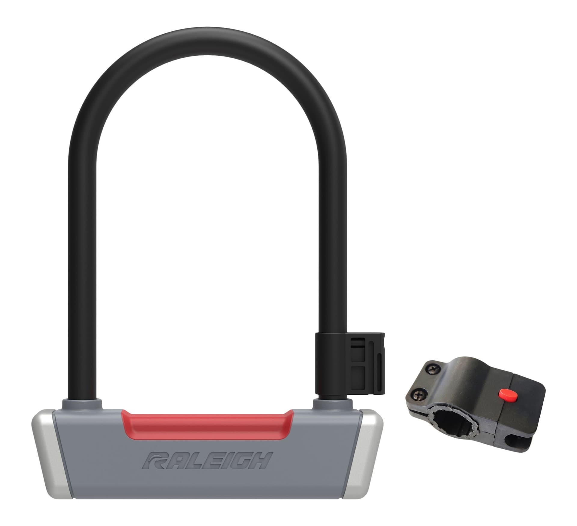 Raleigh Oversized Bike U-Lock w/Key, Grey, 8-in