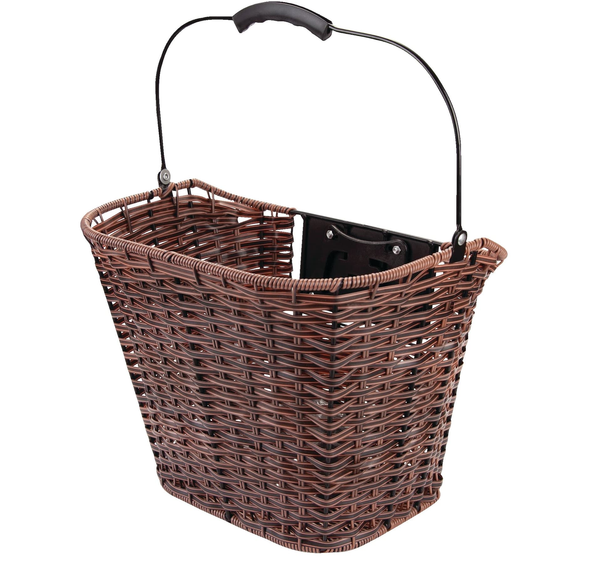 Raleigh Market Wicker Front Bike Basket w/Vinyl-Coated Hooks, Brown