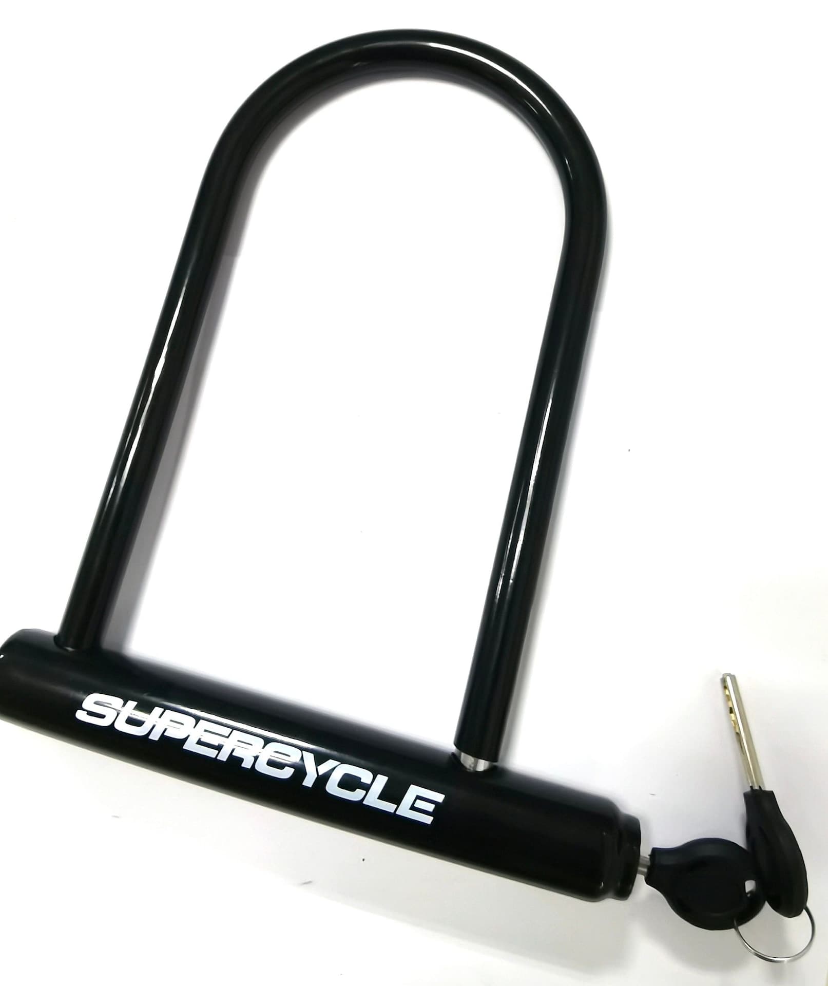 Supercycle Flatkey Steel Bike U-Lock Cable with Mounting Bracket, Black, 9-in