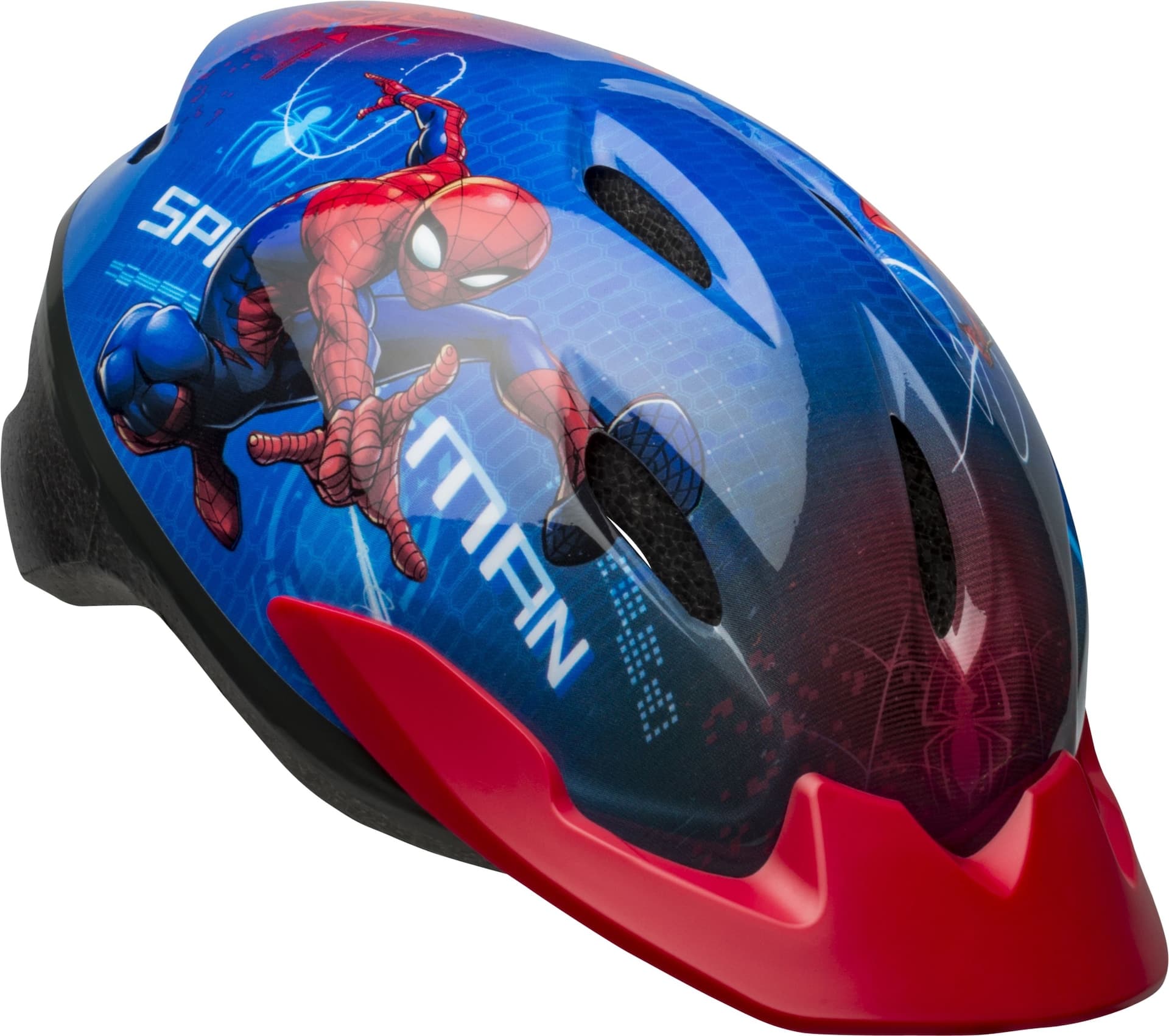 Marvel Spiderman Kids' Bike Helmet w/Adjustable Straps, Blue/Red, Ages 5-13