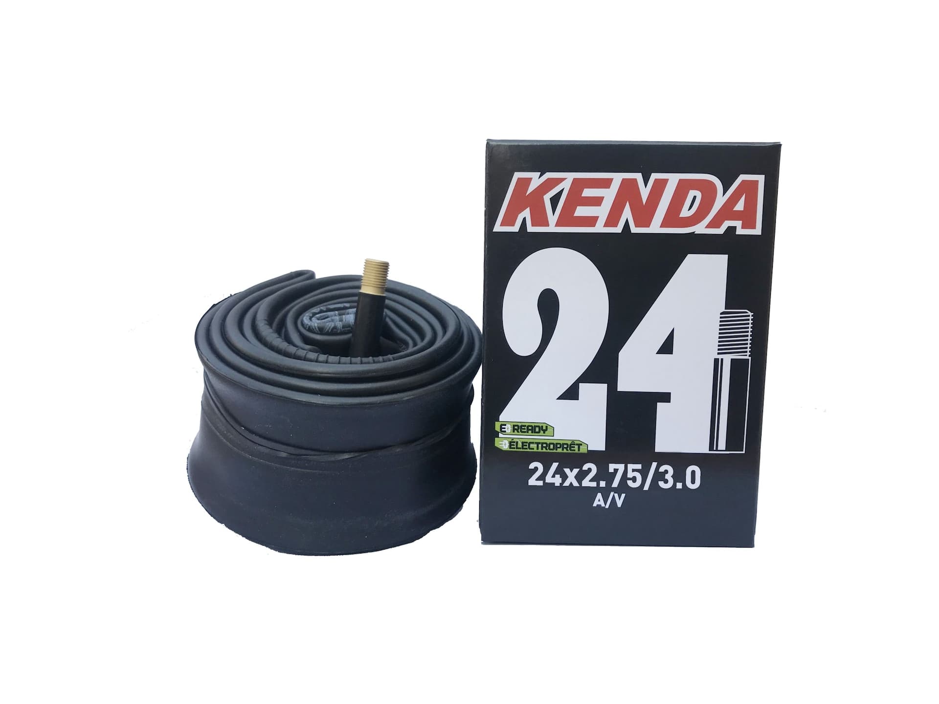 Kenda A/V Schrader Valve Standard Bike Tire Tube, 24x2.75/3.0-in