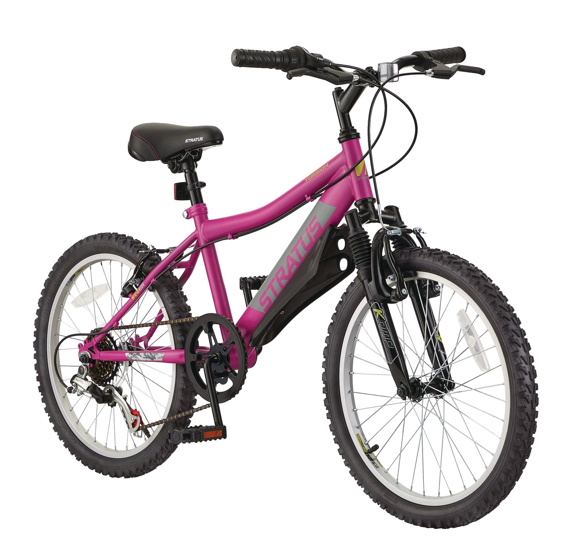 Stratus Torsion Kids' Bike with Reflectors, 6-Speed, 20-in Wheel, Purple