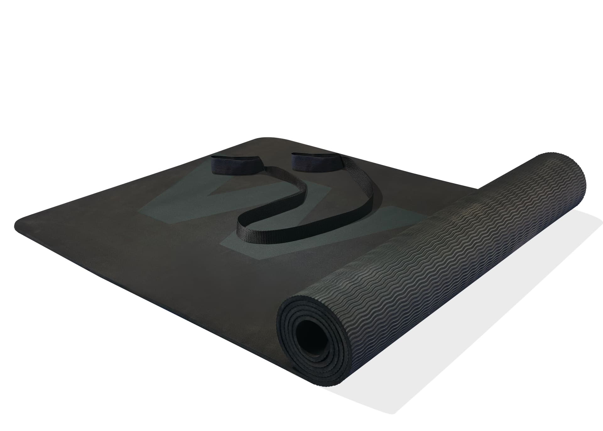 WA:KE Athletic Non-Slip Yoga Mat with Strap, Black, 5-mm
