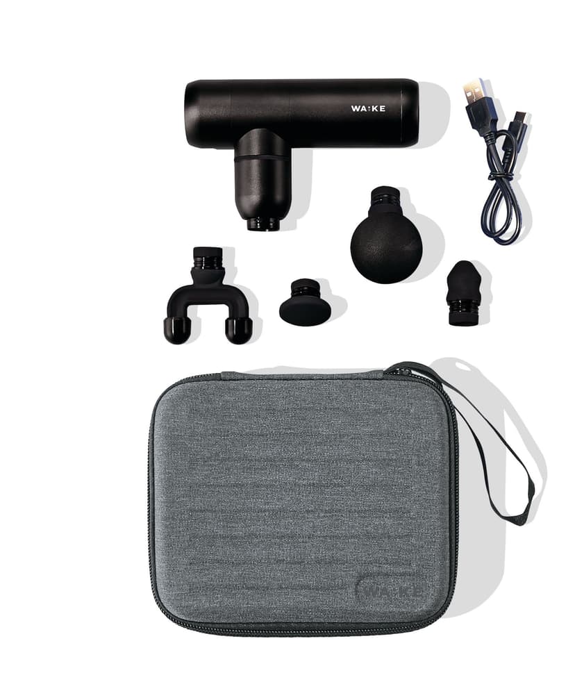 WA:KE Athletic Compact Massage Tool with 4 Attachments, Black