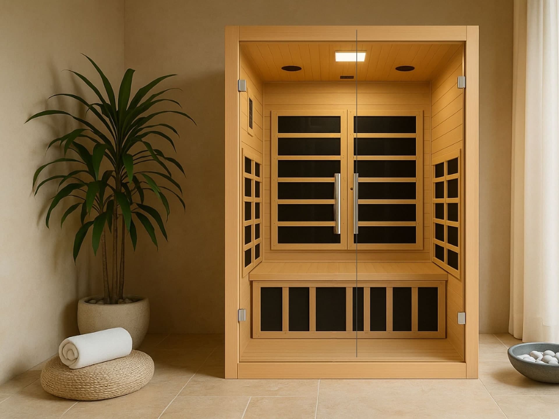 Westinghouse 1800 Infrared Sauna with Deluxe French Doors & LED Light Therapy, 2 Person
