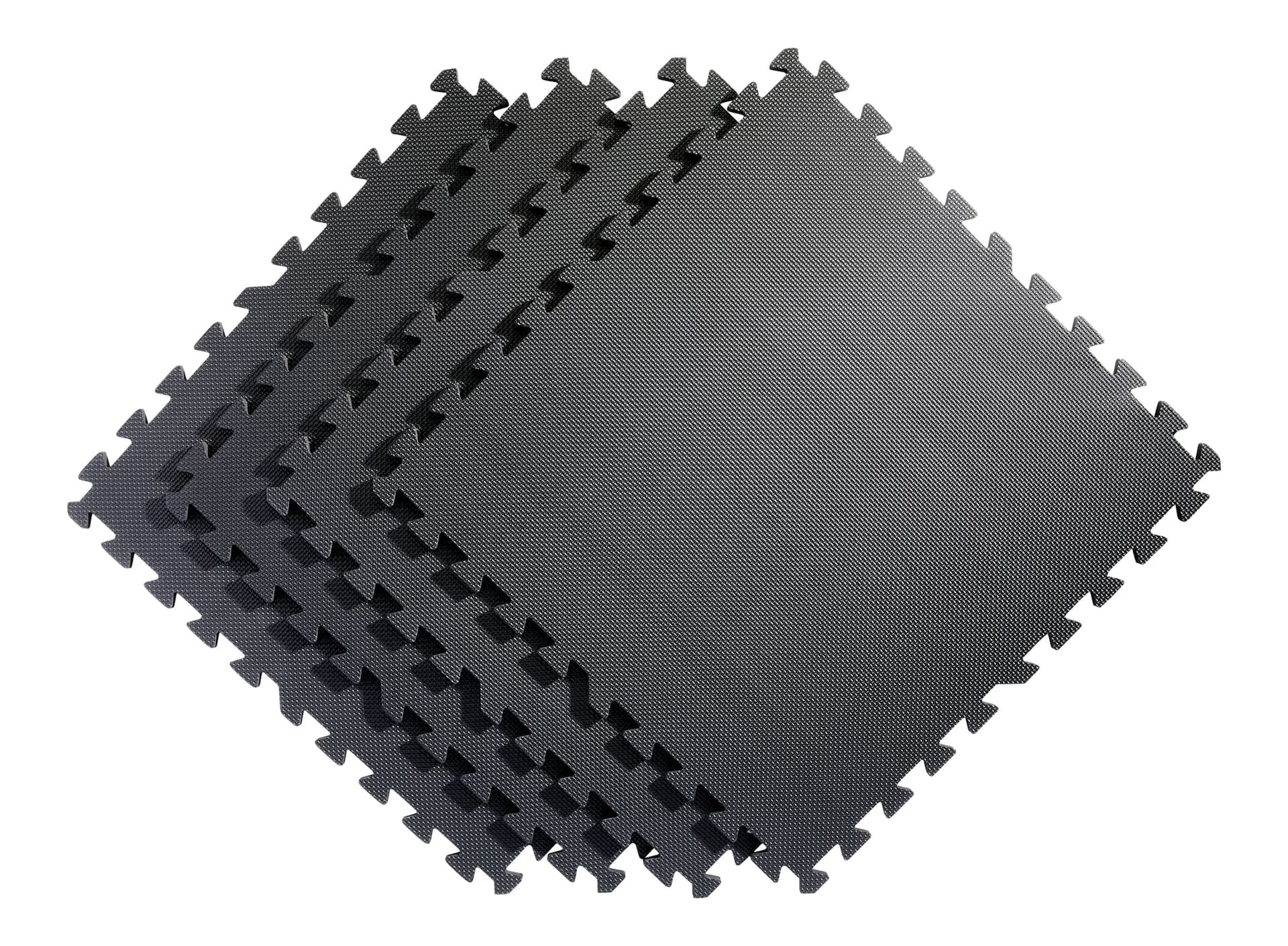 WA:KE Athletic 12 mm Interlocking Foam Gym Flooring Tiles, 4-Pack, Black