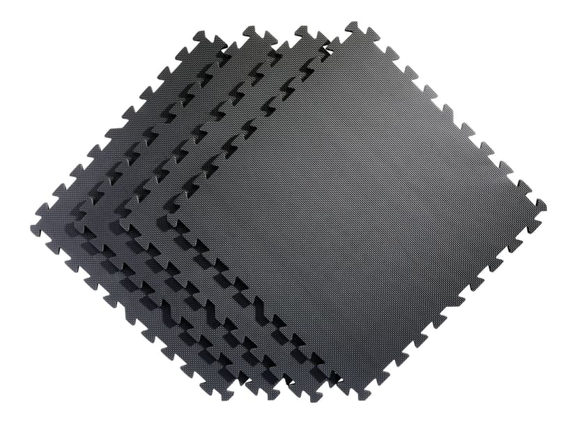 WA:KE Athletic 12 mm Interlocking Foam Gym Flooring Tiles, 4-Pack, Black