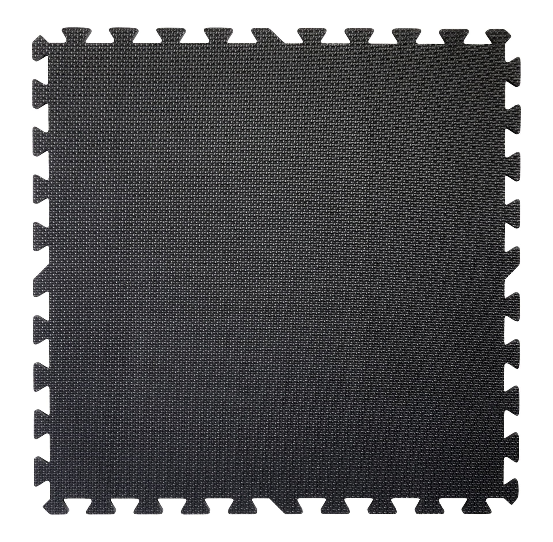 WA:KE Athletic 20 mm Thick Interlocking Gym Flooring Tiles, 6-Pack, Black