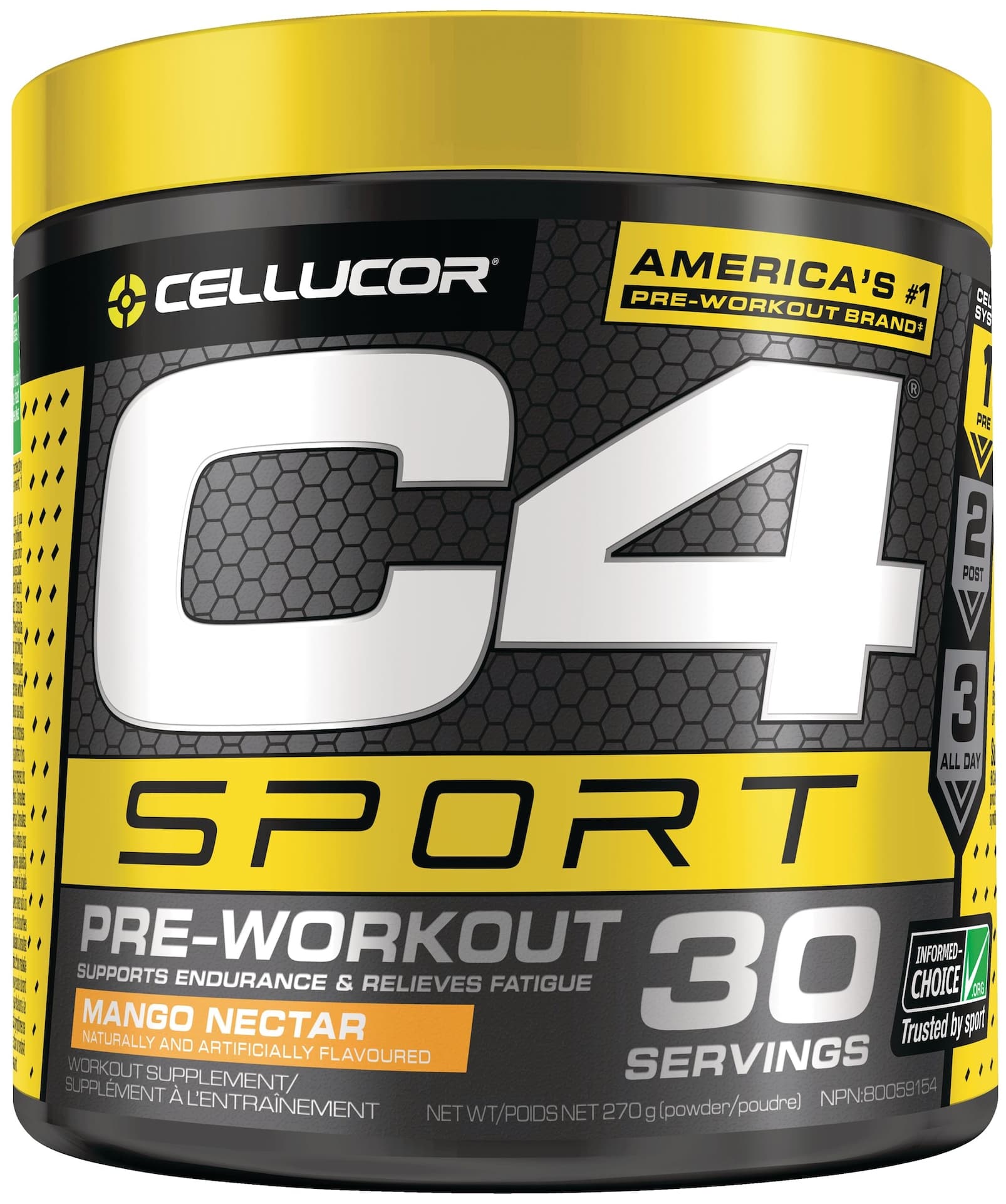 C4® Pre-Workout Energy Powder, Mango Nectar, 270-g, 30 Servings