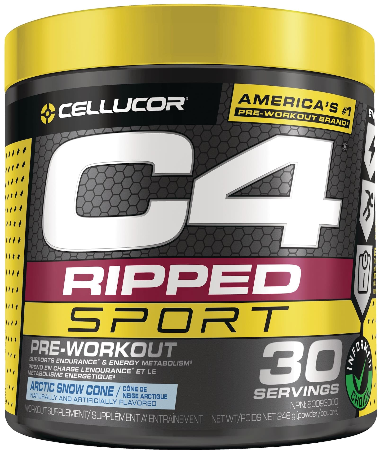 C4® Ripped Sport Pre-Workout Powder, Arctic Snow, 246-g, 30 Servings
