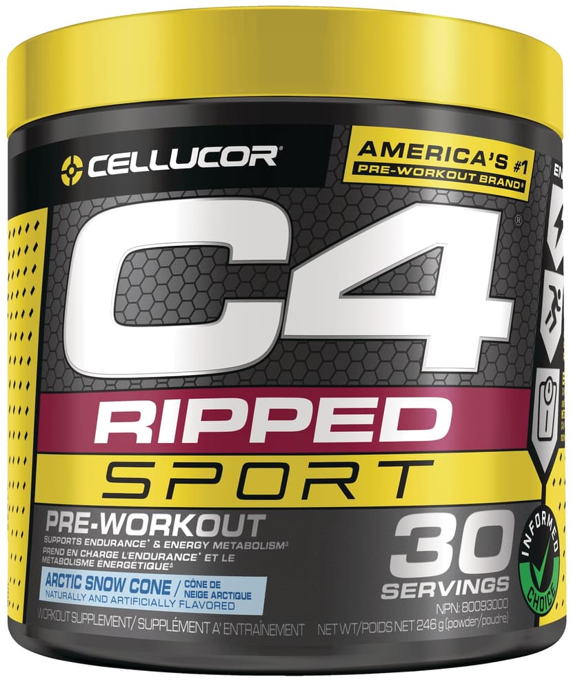 C4® Ripped Sport Pre-Workout Powder, Arctic Snow, 246-g, 30 Servings