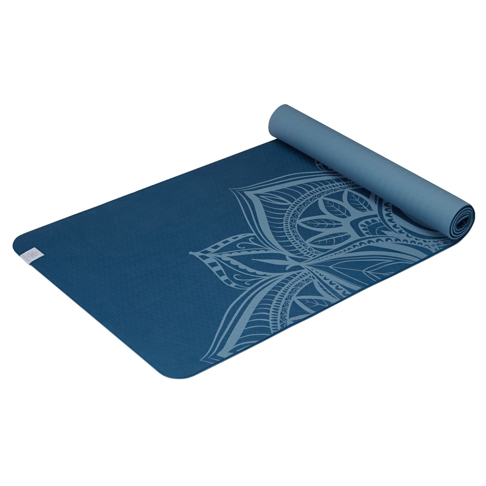 Gaiam TPE Printed Yoga Mat, Blue, 6-mm