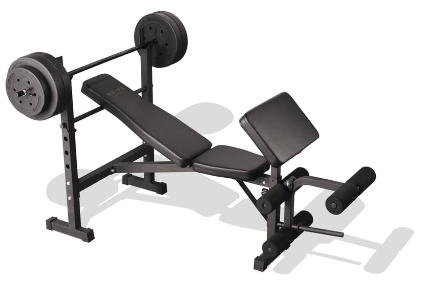 WA:KE Athletic Adjustable Bench with Barbell and 100-lb Weight Plate Set