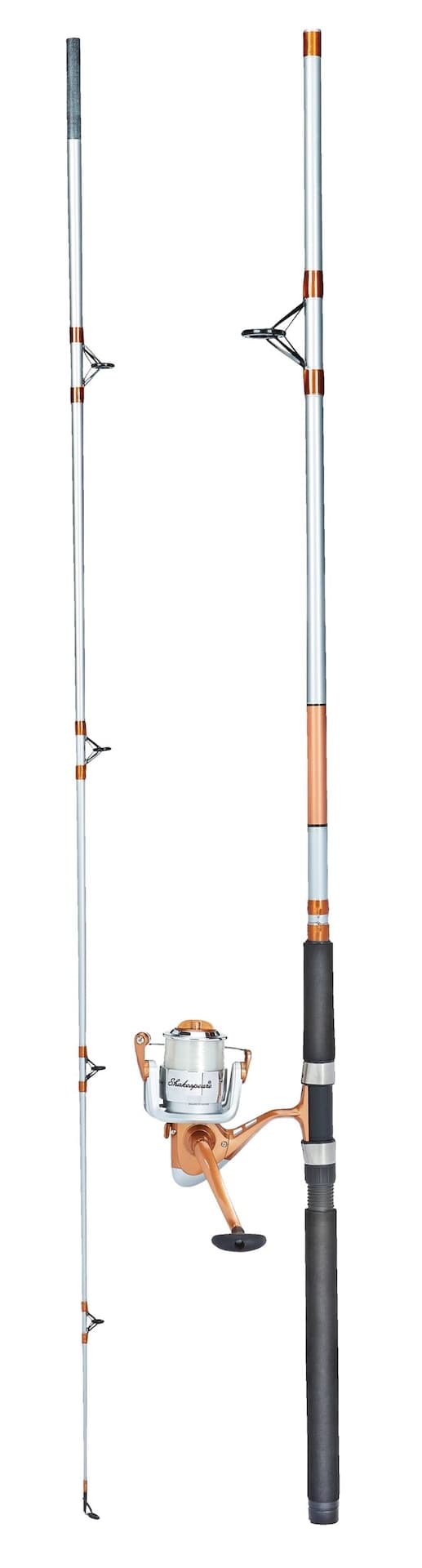 Shakespeare Catch More Fish Salmon Spinning Fishing Rod and Reel Combo, Pre-Spooled, Medium-Heavy, 8-ft, 2-pc