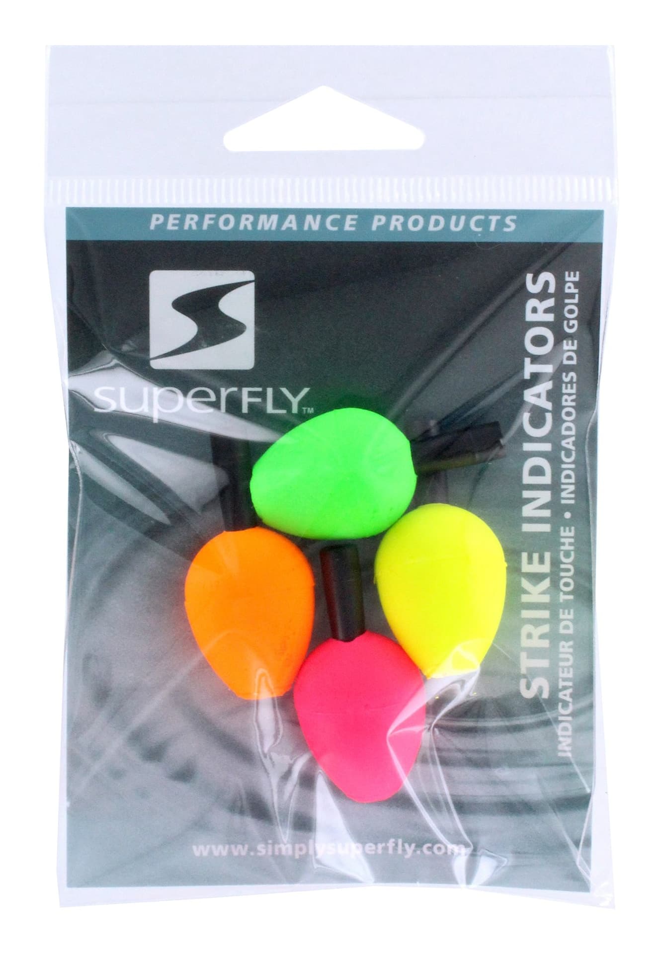 Superfly Strike Indicators Combo Pack, Pear Shaped, Floating, 4-pc, Assorted Colours