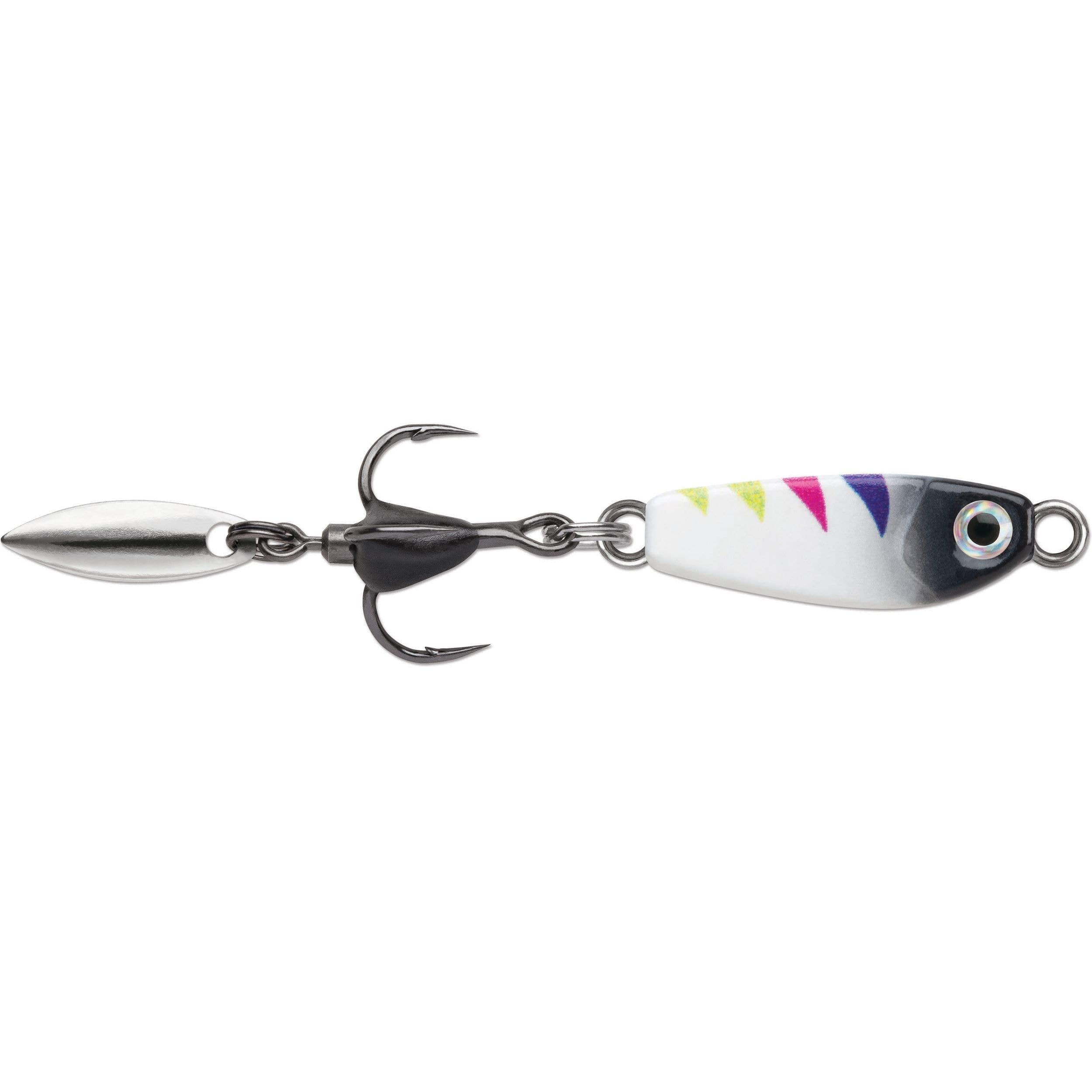 VMC Ice Fishing Roach Spoon Glow Black Wonderbread, Size 3/16