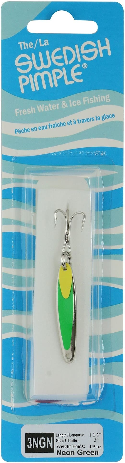 Swedish Ice Fishing Pimple Lure, Neon Green, 1/5-oz
