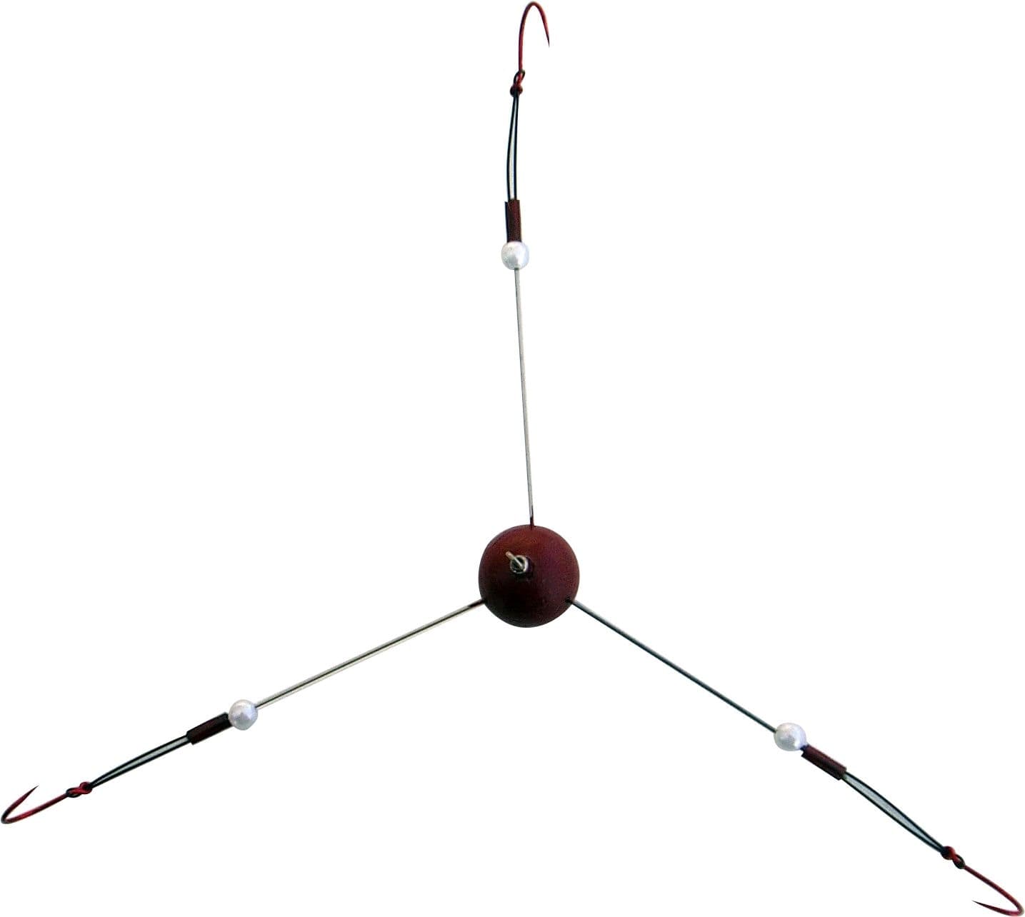 Magz Mfg Custom Ice Fishing Spreader, 3-Way Heavy, Red Chrome Hook